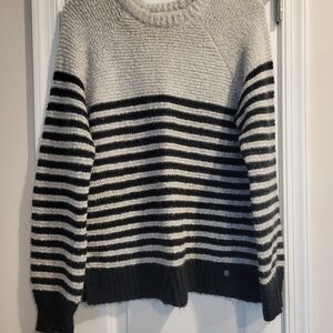 Volcom Black and Gray Striped Women's Sweater